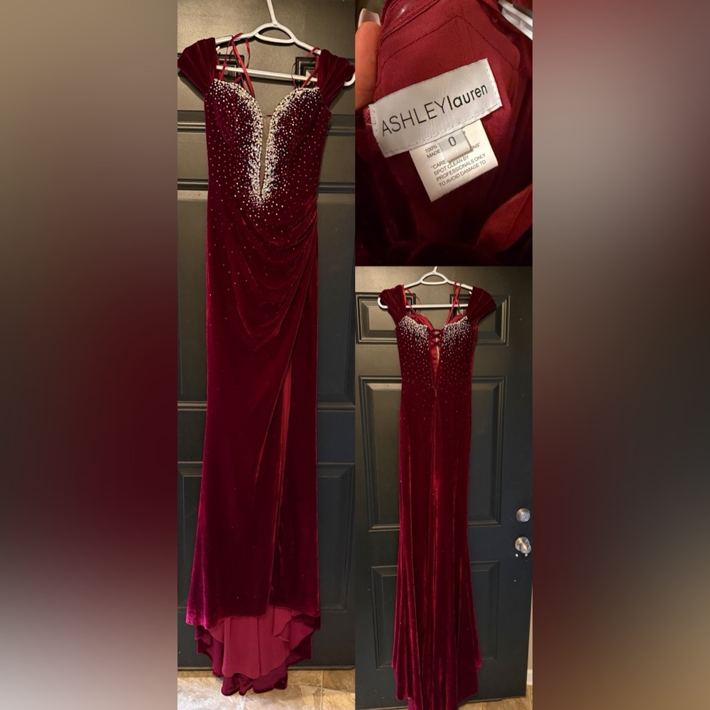 SOLD Ashley Lauren Burgundy Prom Dress
